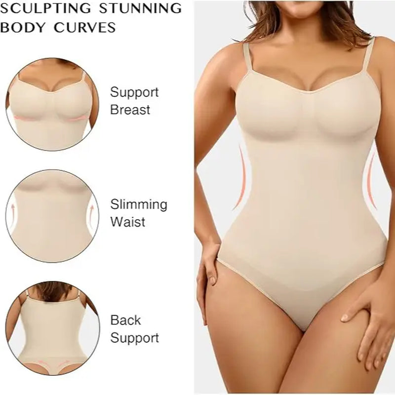 Feelingirl Seamless Covered Bust Thong Bodysuit - Women's Comfort Shapewear for Summer
