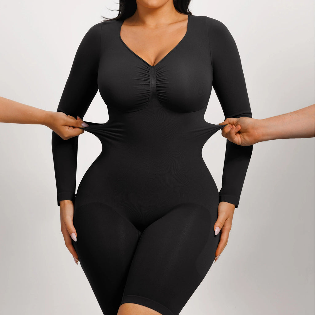Elevate Your Style with the Feelingirl Women's Long Sleeve V-Neck Tummy Control Bodysuit - Perfect for Every Occasion!