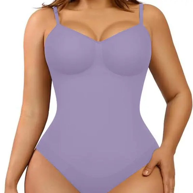 Feelingirl Seamless Covered Bust Thong Bodysuit - Women's Comfort Shapewear for Summer