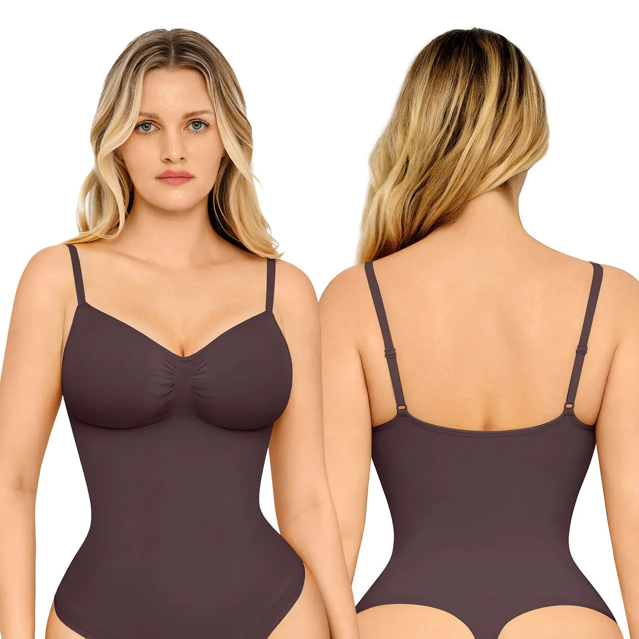 Feelingirl Seamless Covered Bust Thong Bodysuit - Women's Comfort Shapewear for Summer