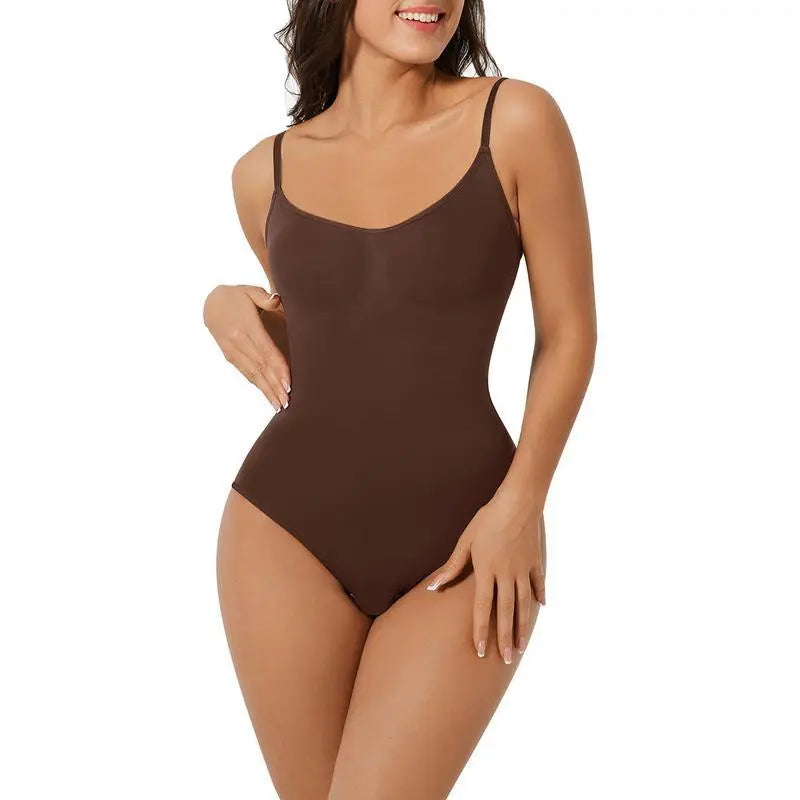 Feelingirl Seamless Covered Bust Thong Bodysuit - Women's Comfort Shapewear for Summer