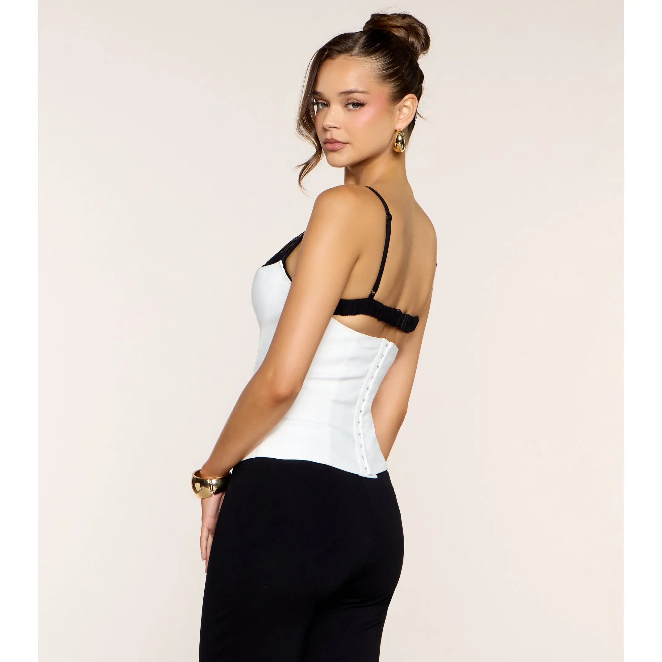 Elevate Your Style with the Elegant Corset Tank Top Featuring Unique Lace Detailing