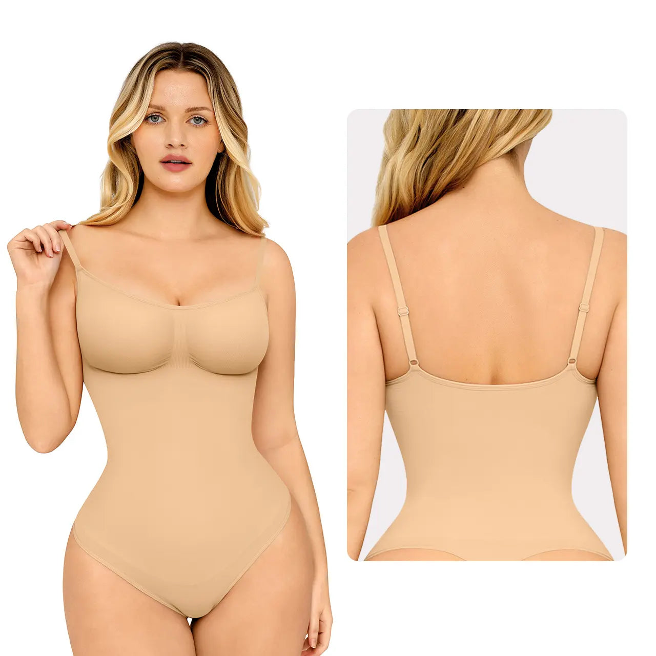 Feelingirl Seamless Covered Bust Thong Bodysuit - Women's Comfort Shapewear for Summer