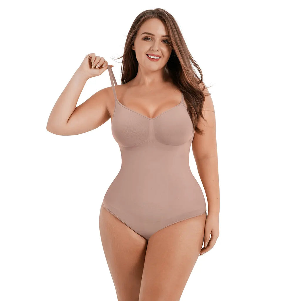 Feelingirl Seamless Covered Bust Thong Bodysuit - Women's Comfort Shapewear for Summer