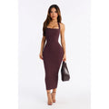 Elevate Your Style with the Mallory Chocolate Halter Midi Dress - Perfect for Any Occasion!