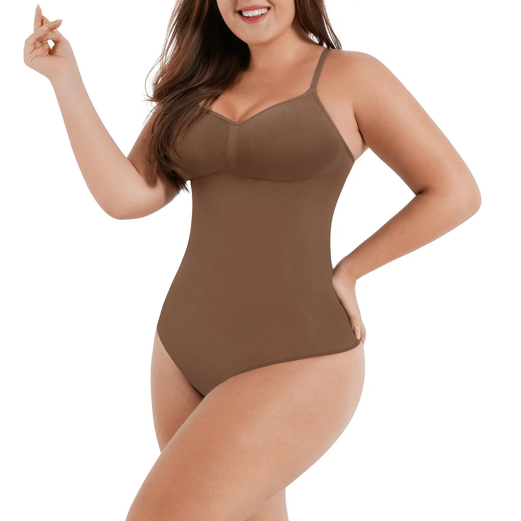 Feelingirl Seamless Covered Bust Thong Bodysuit - Women's Comfort Shapewear for Summer