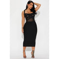 Cassidy Black Midi Dress with Bandage Design