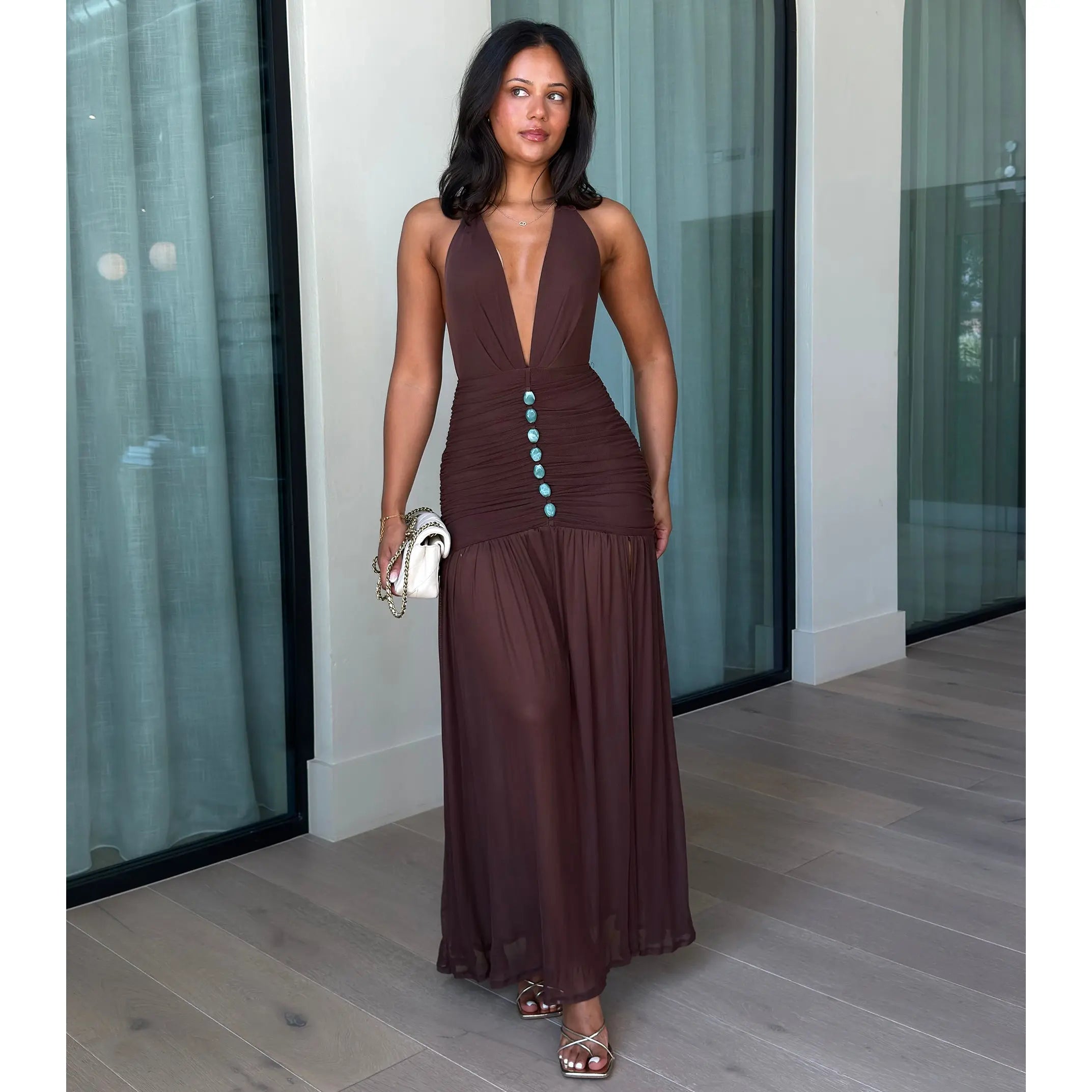 Breathtaking Santorini-Inspired Maxi Dress for Effortless Elegance