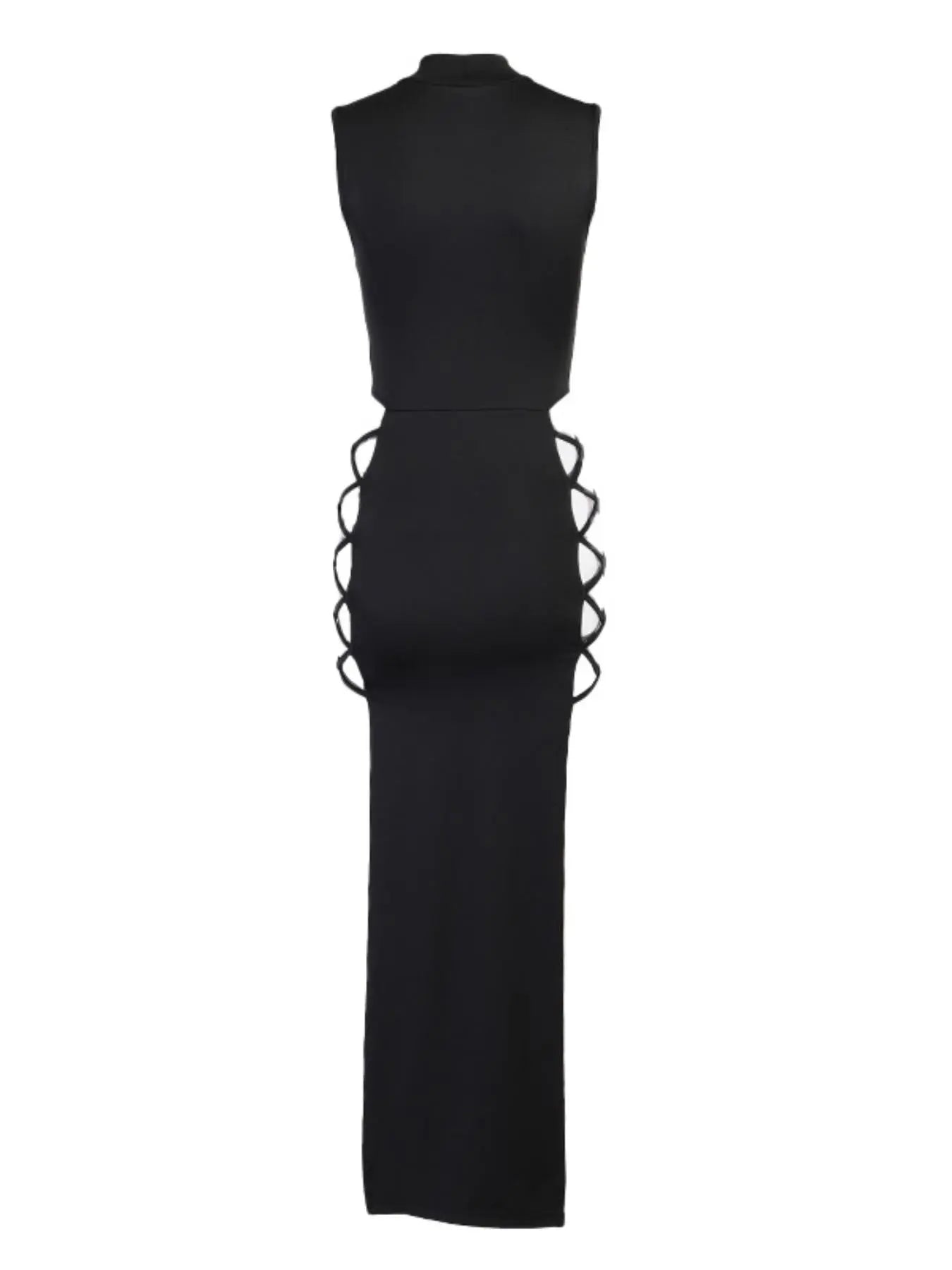 Chic Women's Criss Cross Split Mock Neck Bodycon Midi Dress - Perfect for Parties and Events