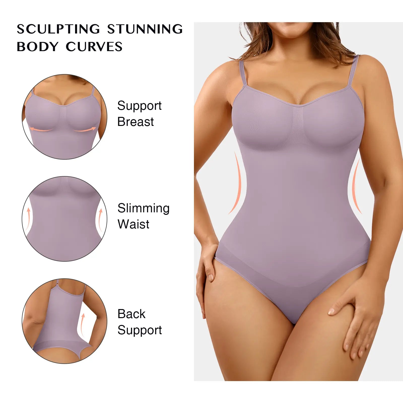 Feelingirl Seamless Covered Bust Thong Bodysuit - Women's Comfort Shapewear for Summer