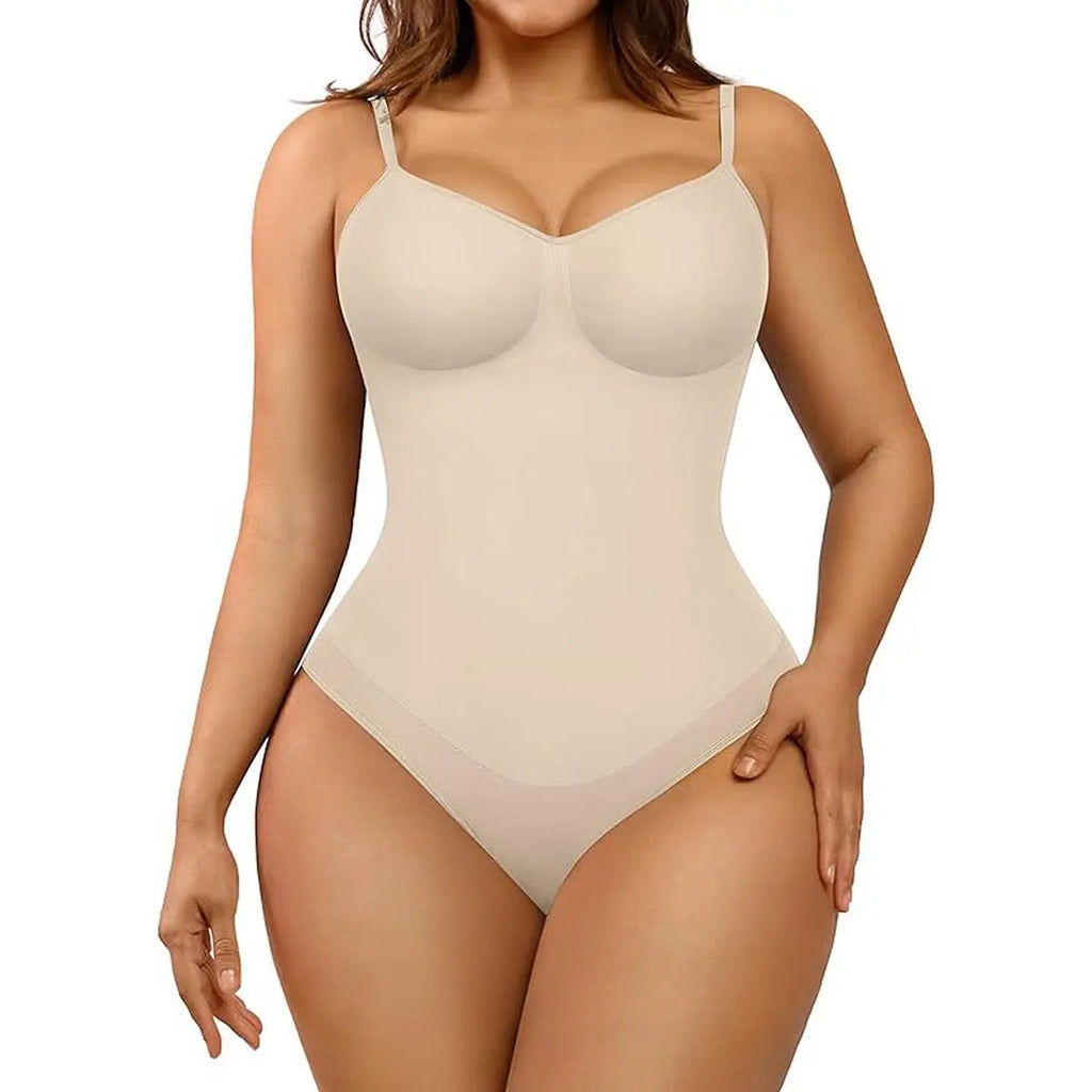 Feelingirl Seamless Covered Bust Thong Bodysuit - Women's Comfort Shapewear for Summer