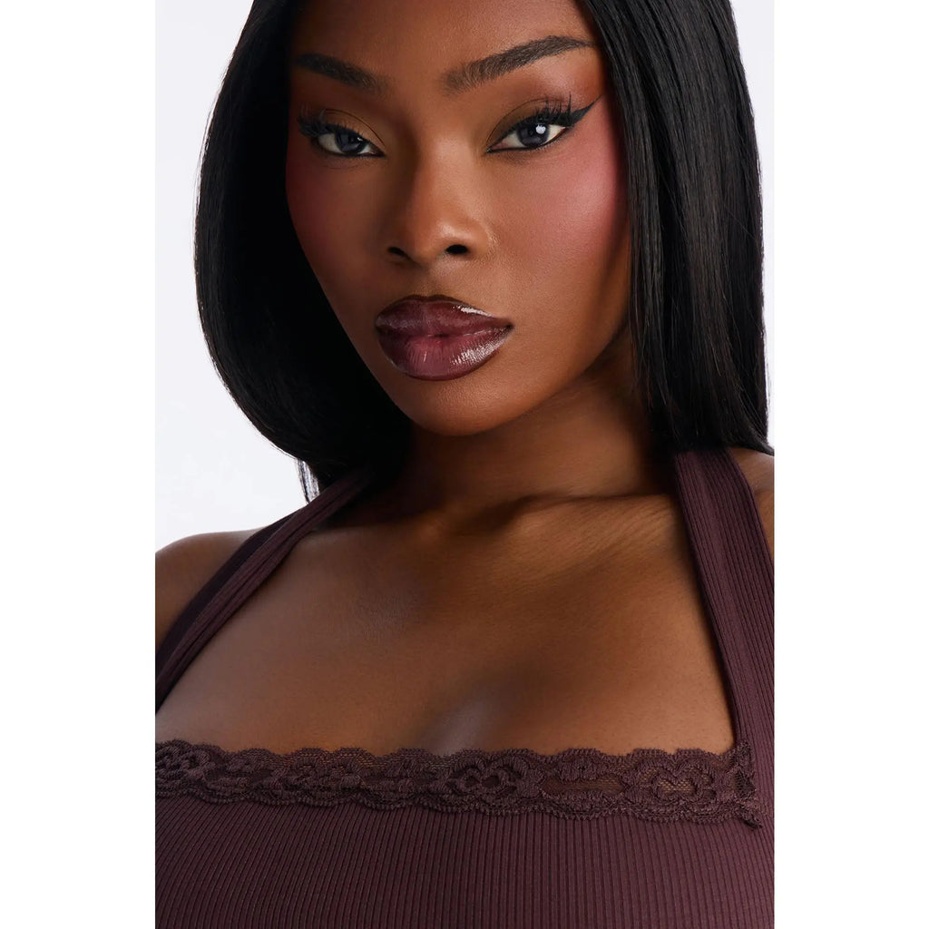 Elevate Your Style with the Mallory Chocolate Halter Midi Dress - Perfect for Any Occasion!
