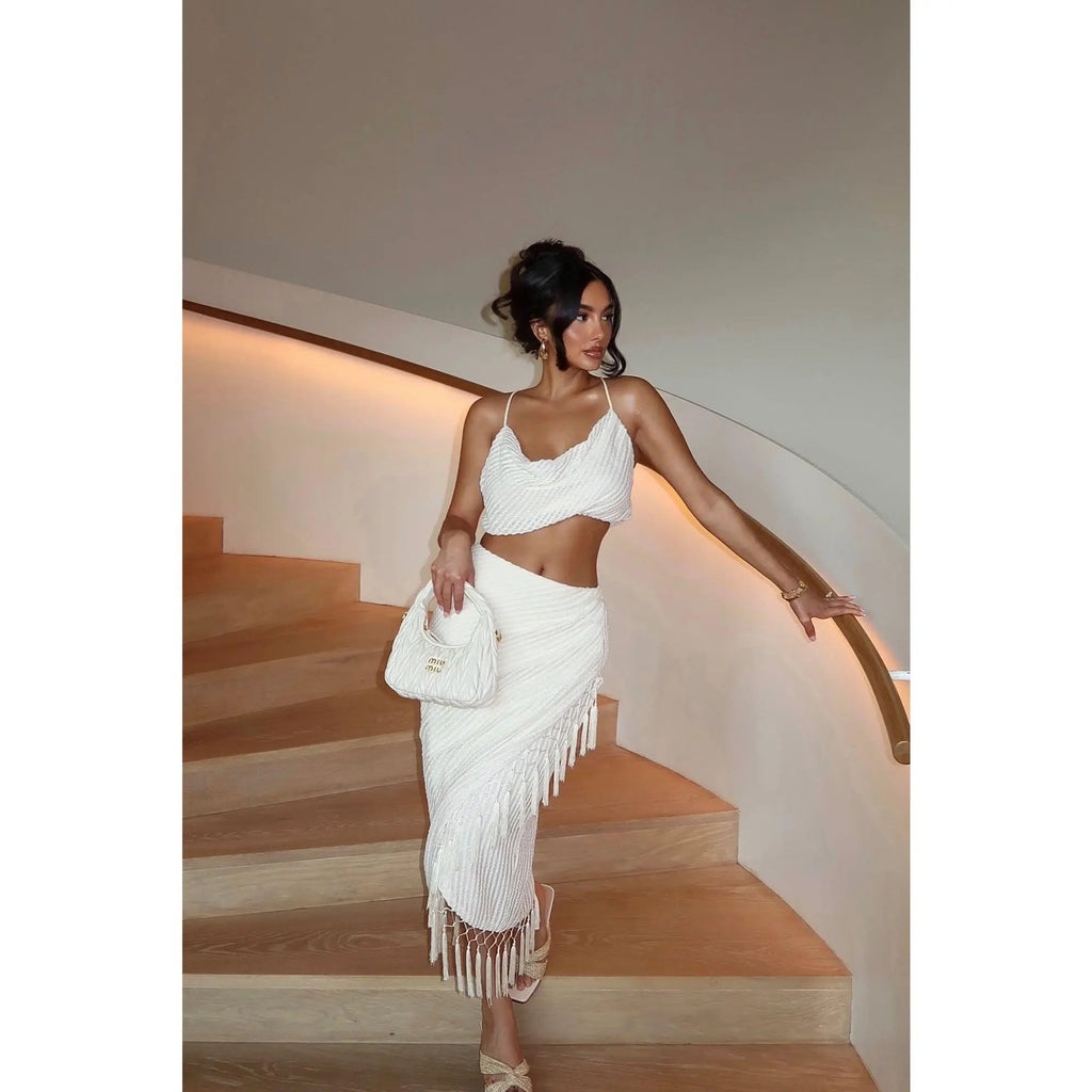 Chic Cream Vacation Skirt Set - Effortless Elegance for Your Summer Getaway